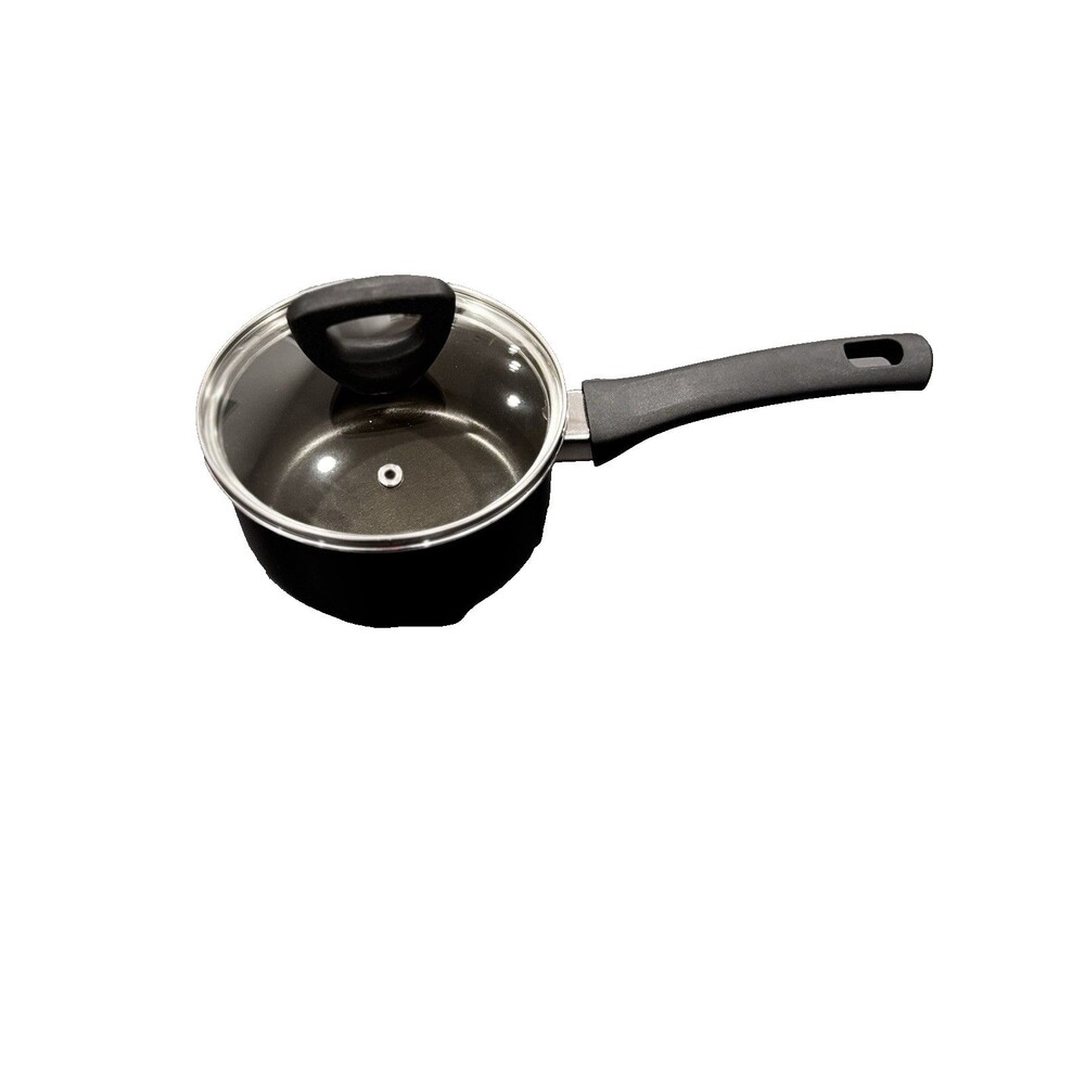 Cooks 1 Qt/14CM  Nonstick  Aluminum  Black Sauce Pan/ Pot With Lid